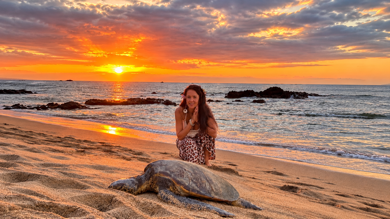 M. Samadrahna keeping a respectful distance from a sea turtle in Hawaiʻi